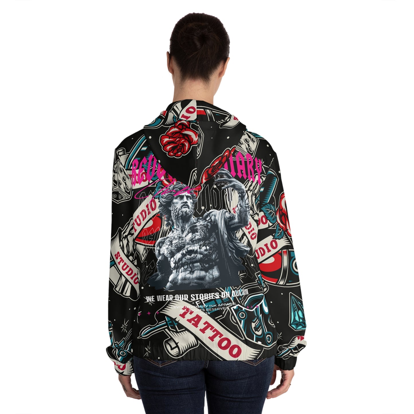 Tattoo Studio Rebel: Women's Full-Zip Hoodie