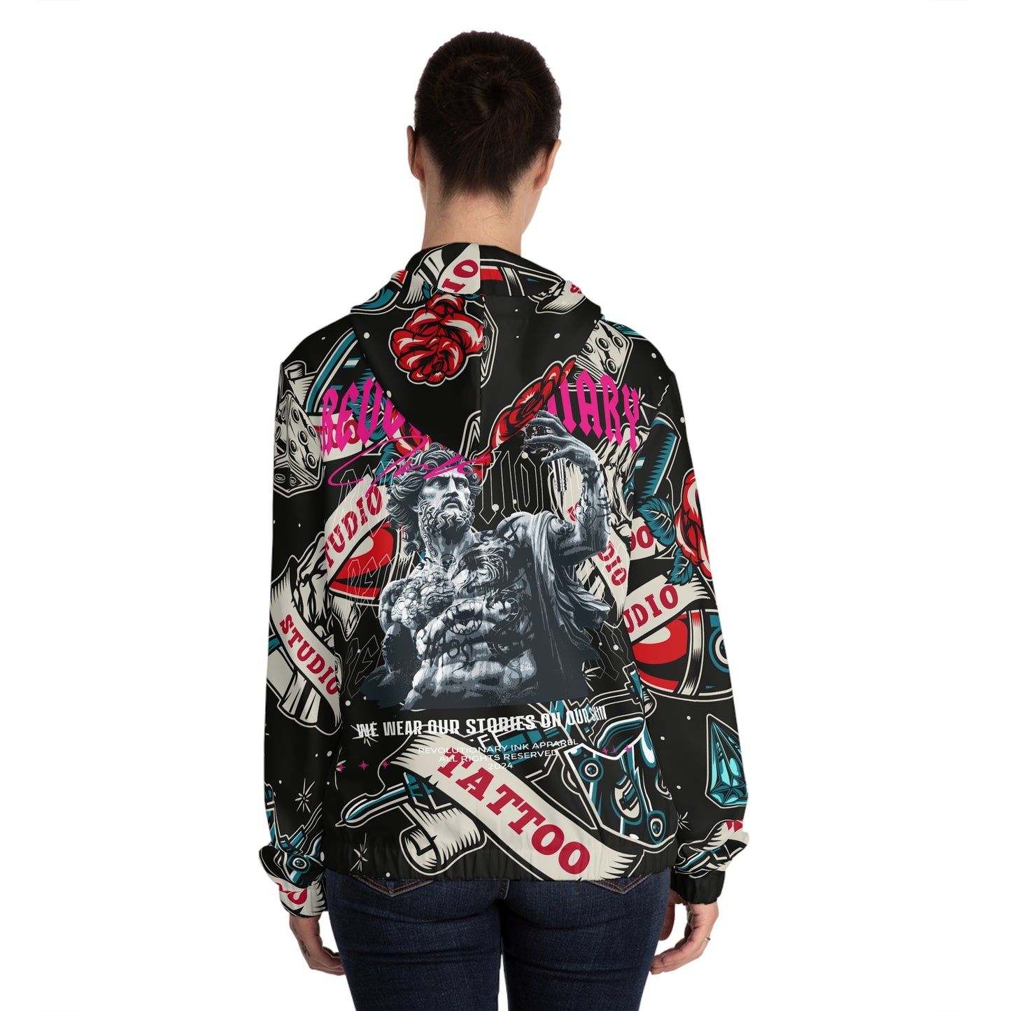 Tattoo Studio Rebel: Women's Full-Zip Hoodie