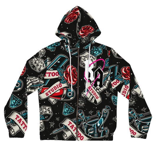 Tattoo Studio Rebel: Women's Full-Zip Hoodie
